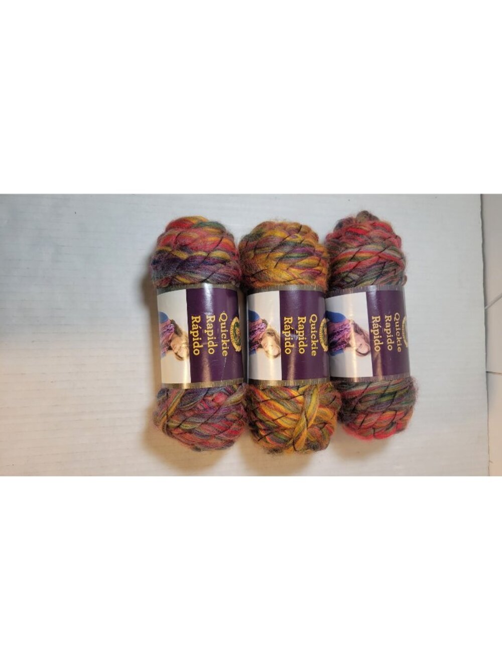 3 Skeins Lion Brand Quickie Super Bulky Wool Blend Discontinued Yarn In Spicy